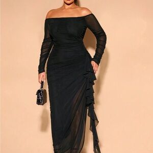 Plus Black Off-Shoulder Dress